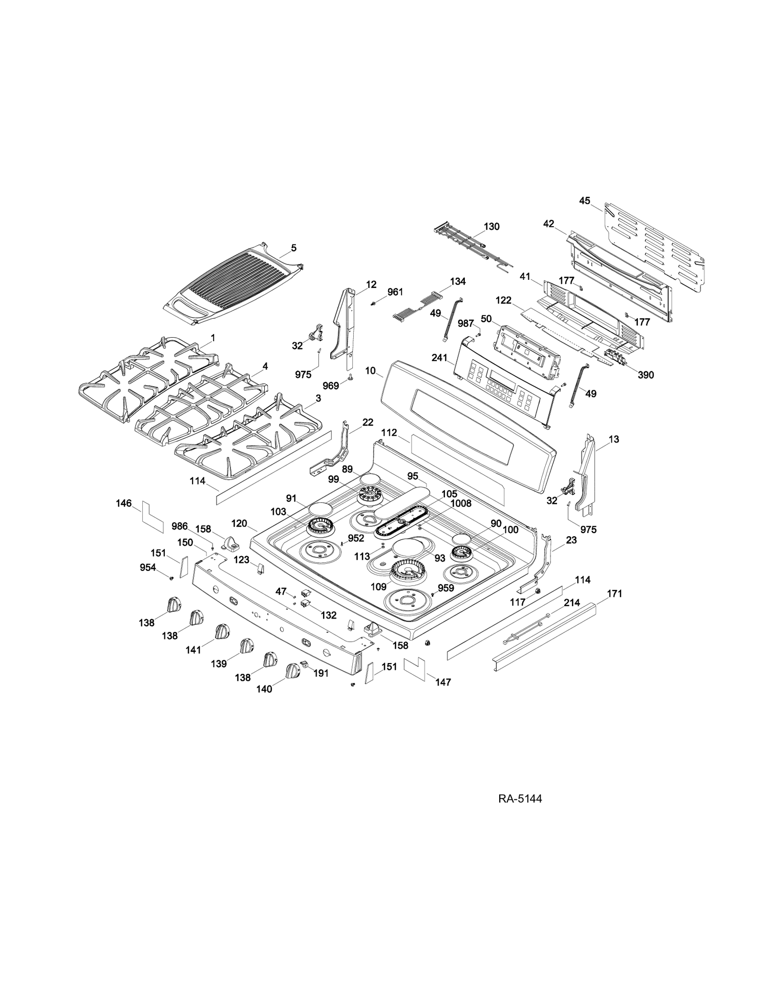 CONTROL PANEL & COOKTOP Diagram and Parts List for PC2B930DET2WW  General Electric Range
