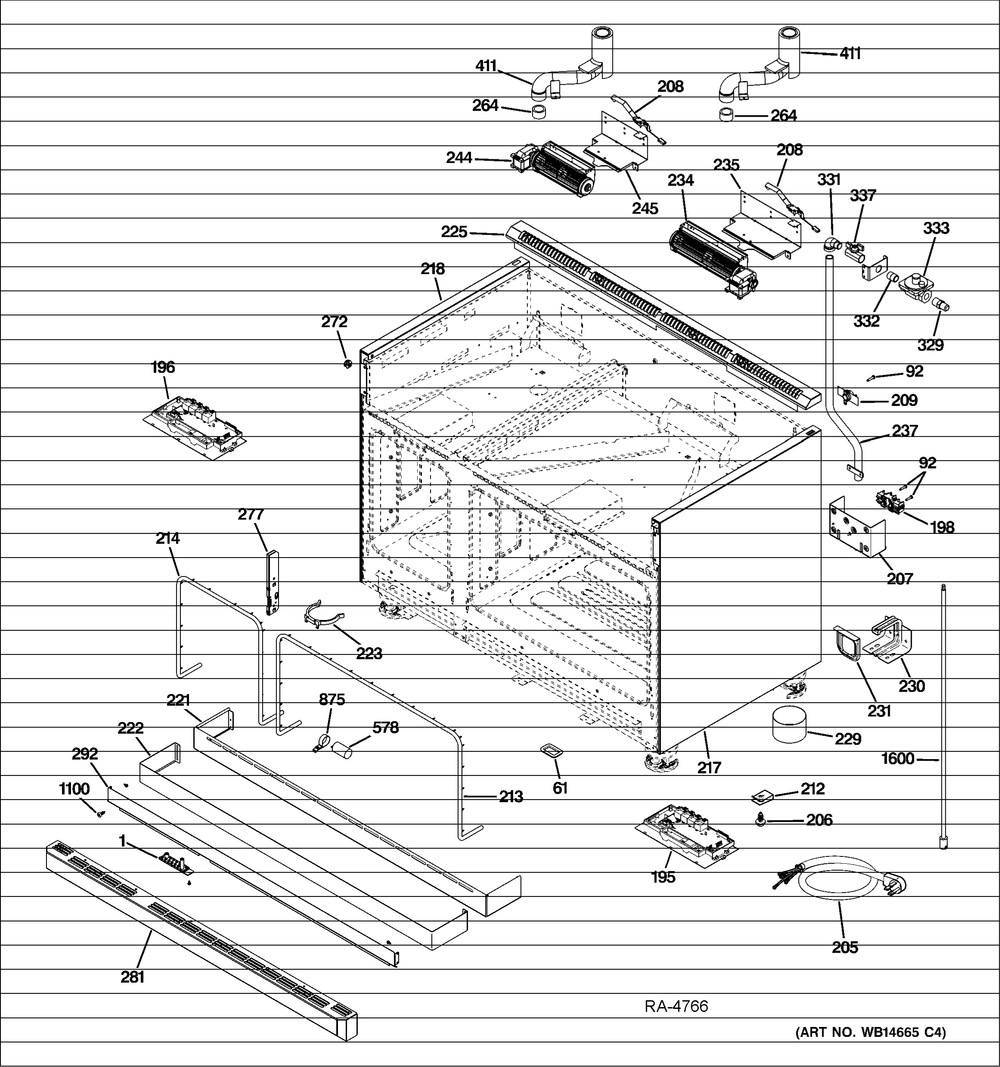 Body Parts Diagram and Parts List for ZIFP360NXLH  General Electric Freezer