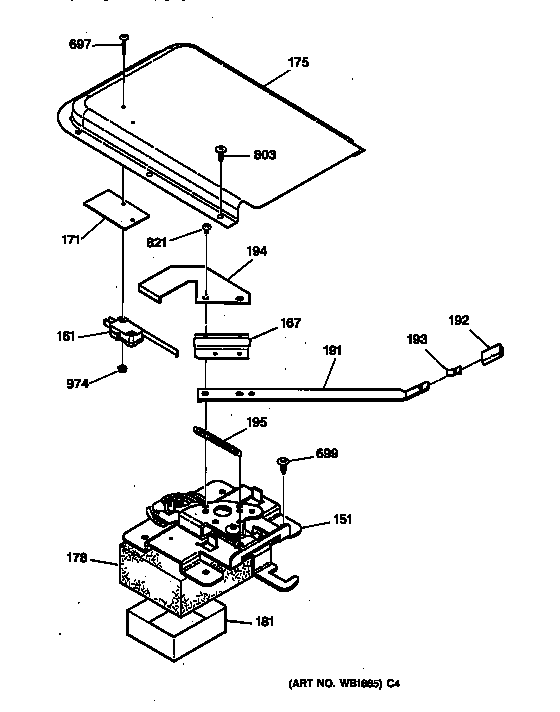 Door Lock Section Diagram and Parts List for RB754YSAD  Hotpoint Range