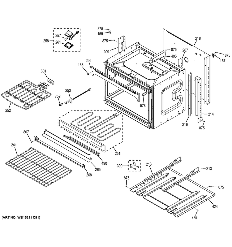 Lower Oven Diagram and Parts List for JT3500DF2WW  General Electric Wall Oven