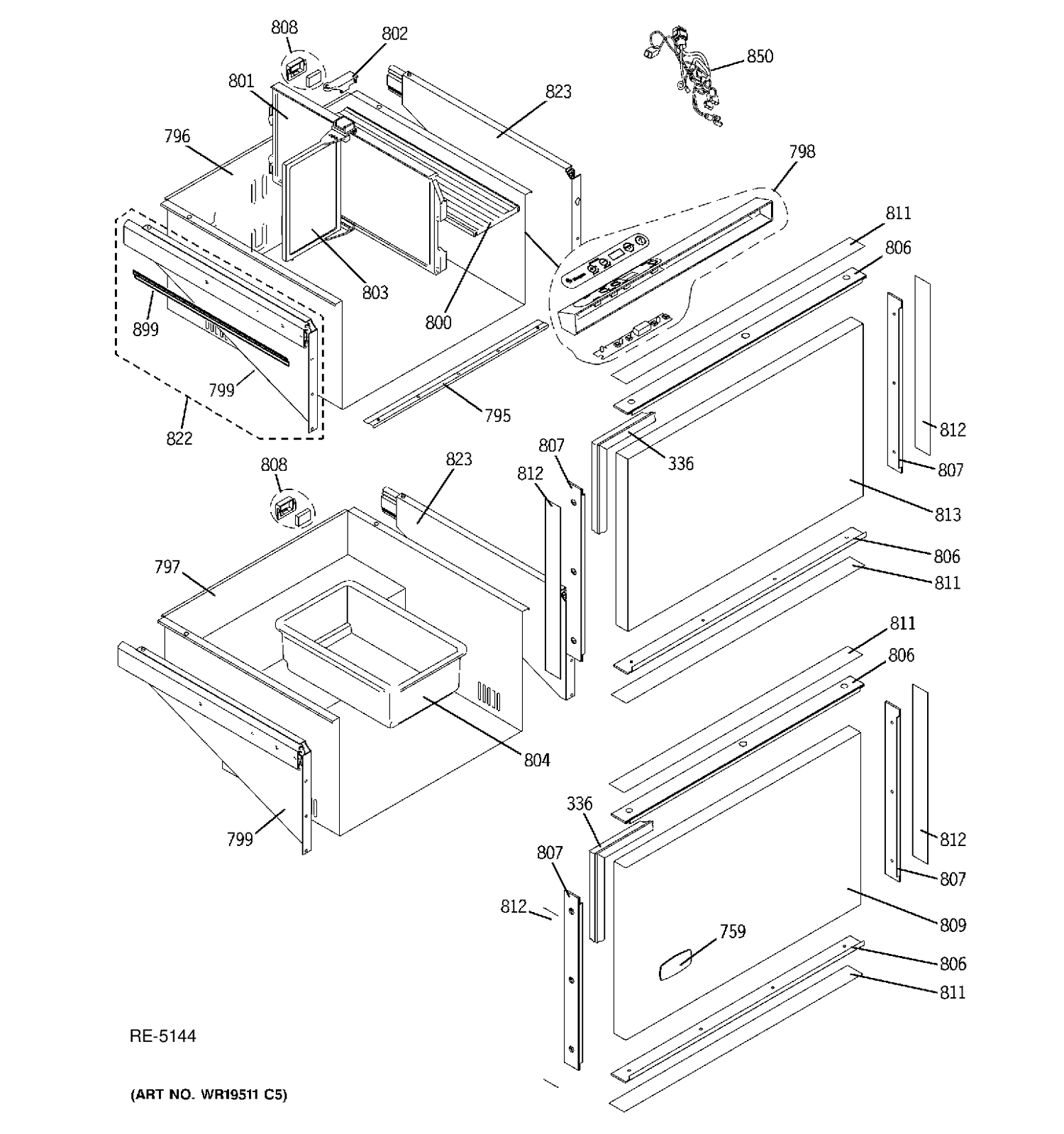 DOORS & CONTROLS Diagram and Parts List for ZIDI240BAII  General Electric Refrigerator