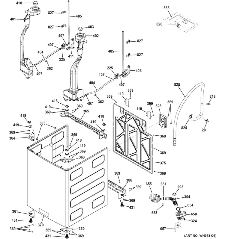 Cabinet Diagram and Parts List for GTW860SSJ1WS  General Electric Washer