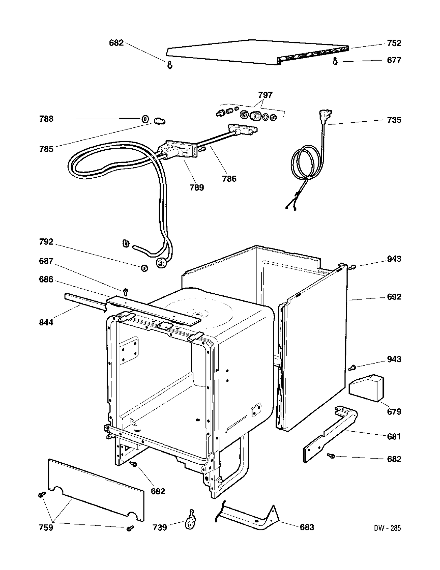 WRAPPER & HOSE Diagram and Parts List for 424810  General Electric Dishwasher
