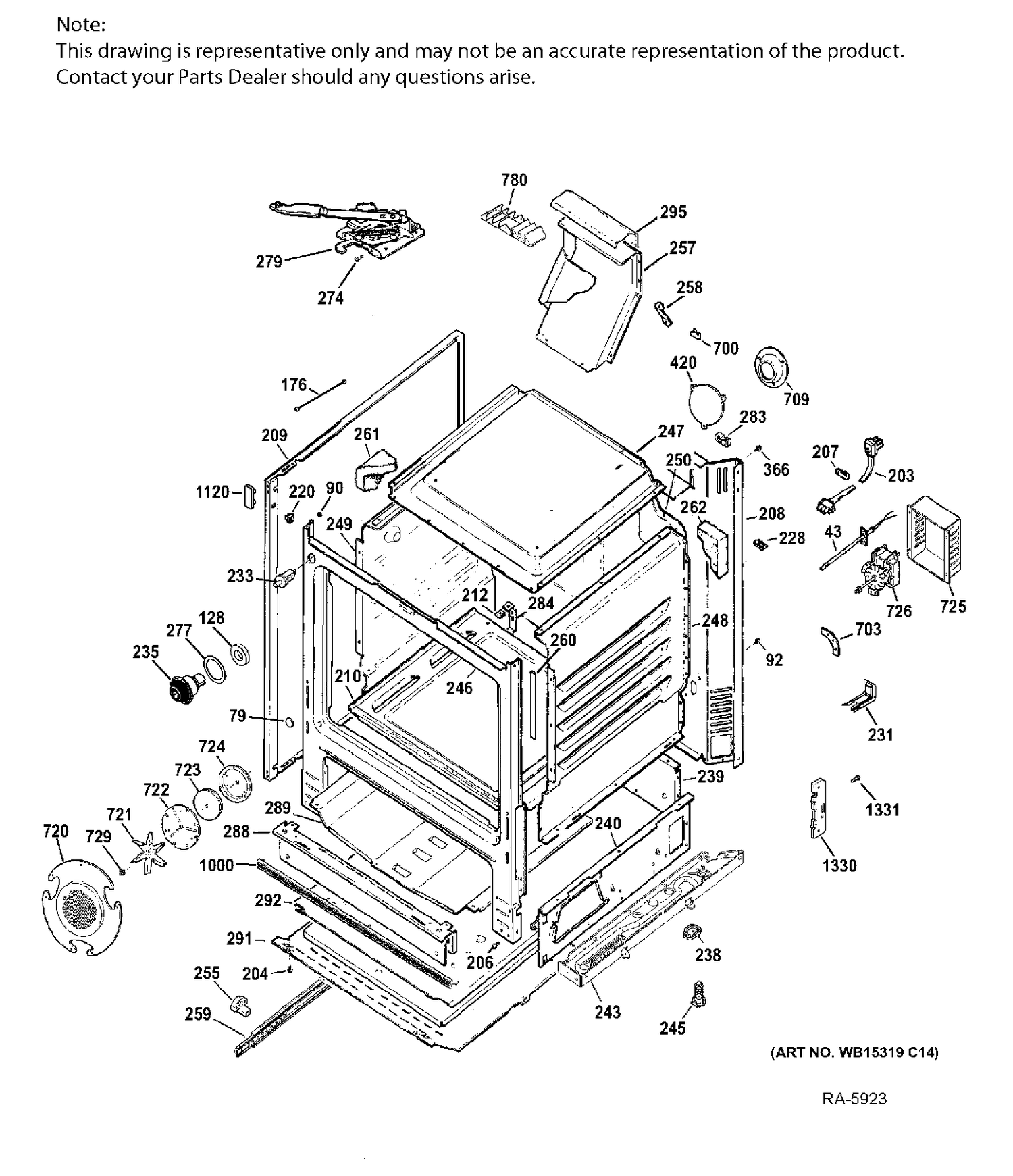 BODY PARTS Diagram and Parts List for JCGB750DEF3BB  General Electric Range