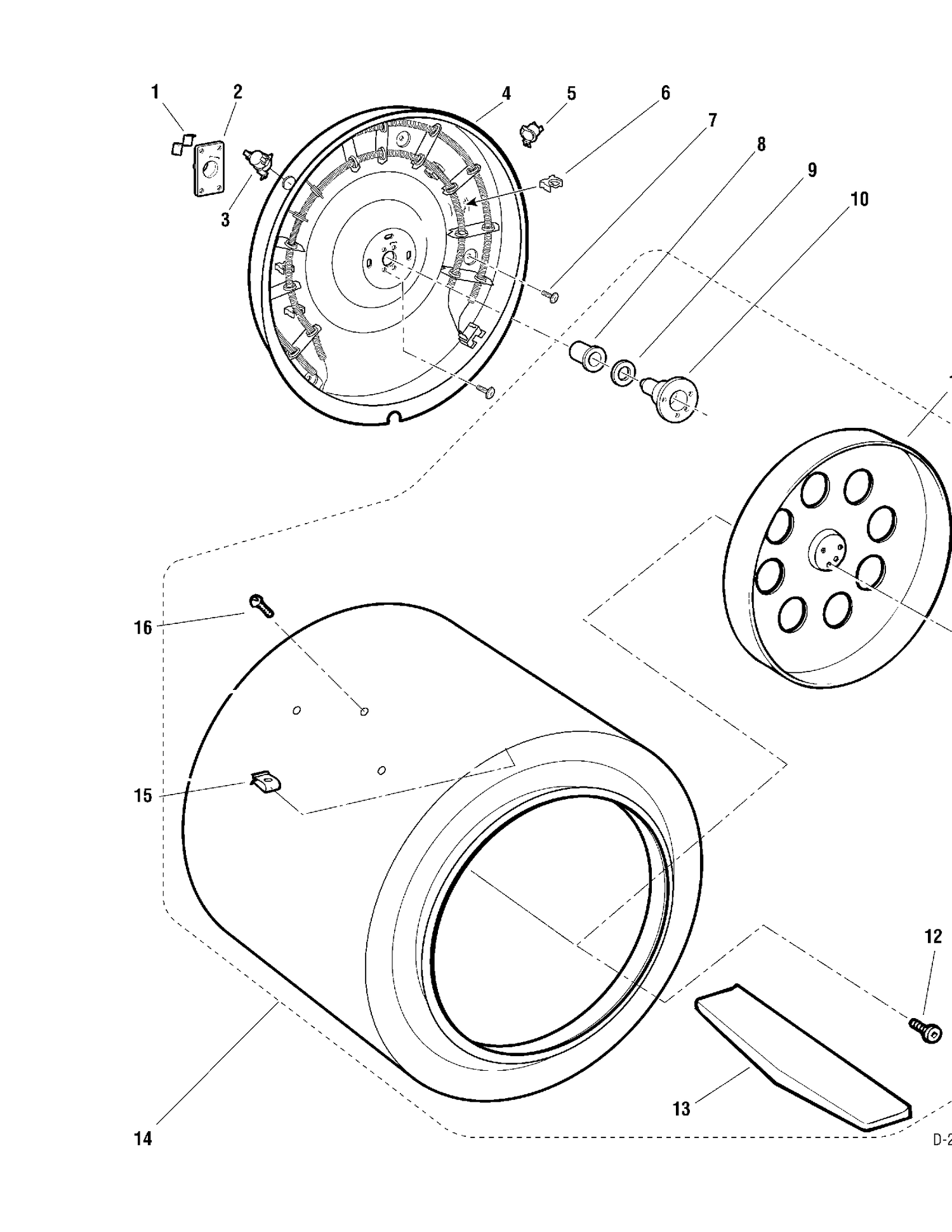 DRUM Diagram and Parts List for DC3820W0  General Electric Dryer