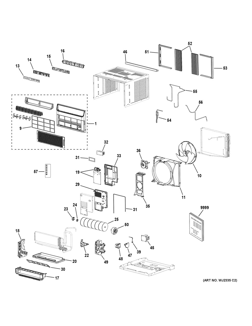 Room Air Conditioner Diagram and Parts List for AHTR10ACH2  General Electric Air Conditioner