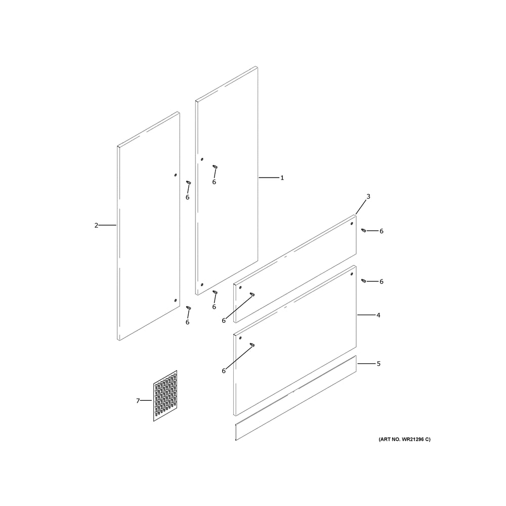Door Panel Kit Diagram and Parts List for ZK4SN360WBSS  General Electric Refrigerator