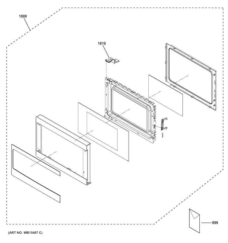 Door Parts Diagram and Parts List for JEM3072SH1SS  General Electric Microwave