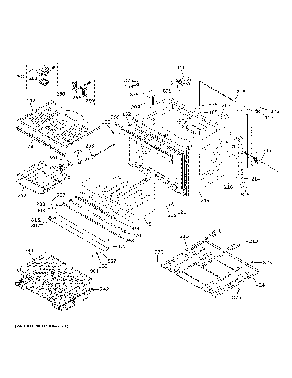 Lower Oven Diagram and Parts List for PTD700LSN1SS  General Electric Wall Oven