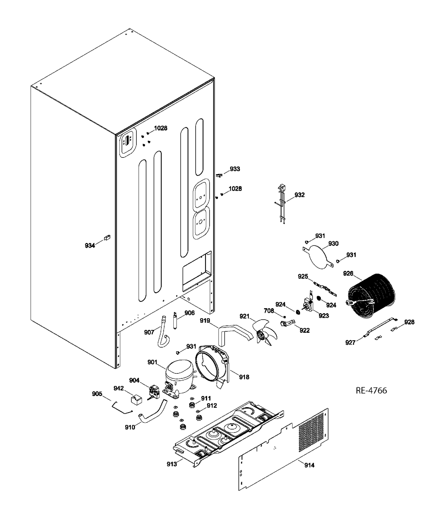 SEALED SYSTEM & MOTHERBOARD Diagram and Parts List for GBRL0HBXCRBS  General Electric Refrigerator