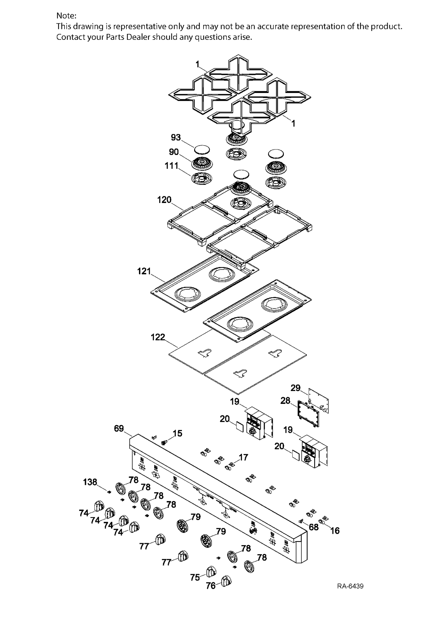 CONTROL PANEL Diagram and Parts List for ZDP484NGP7SS  General Electric Range