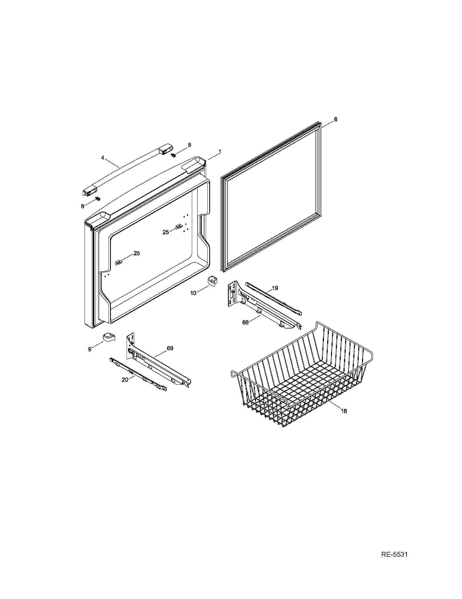FZ DOOR Diagram and Parts List for PNR20KGEAFBB  General Electric Refrigerator