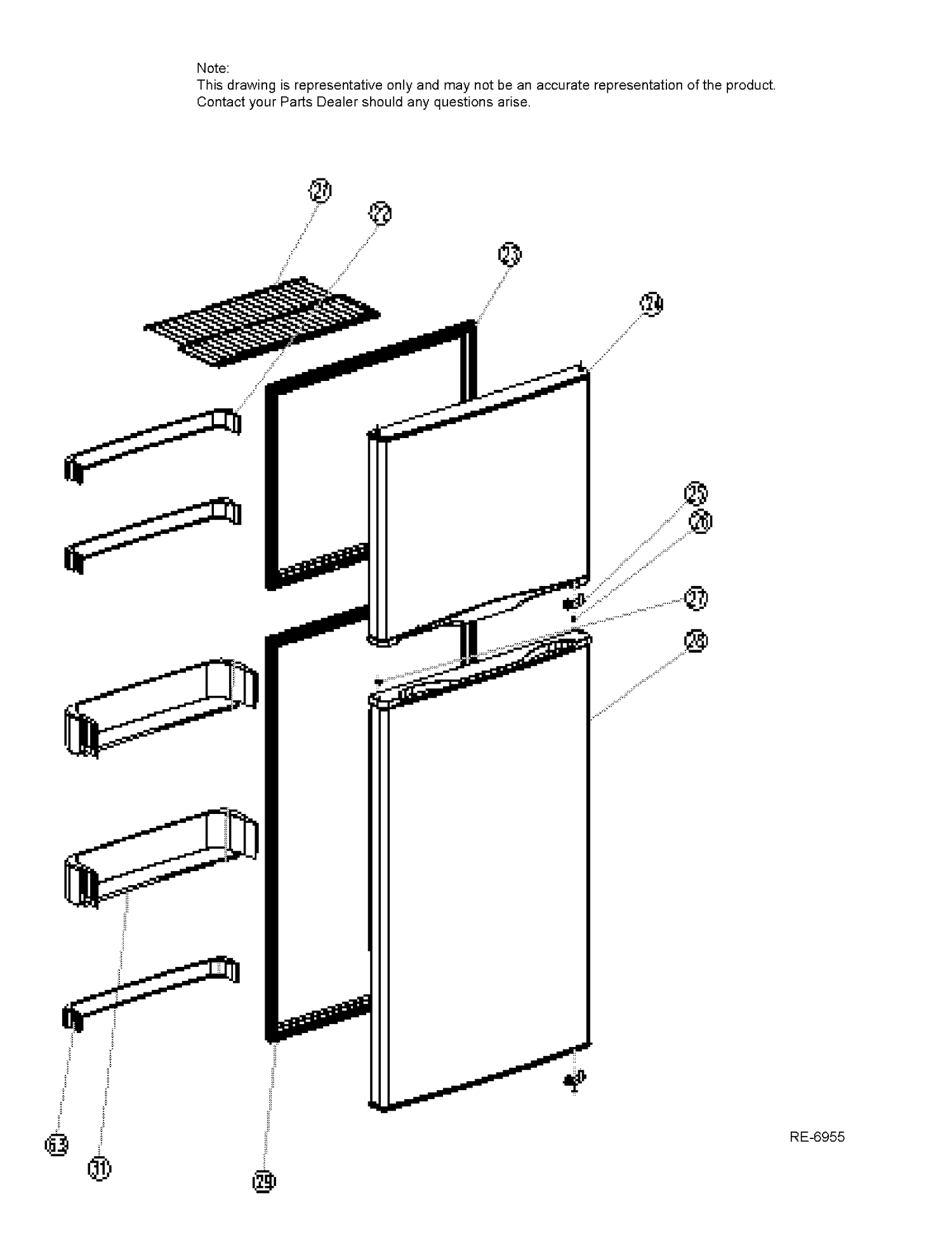 DOOR Diagram and Parts List for MPE12FSKASB  General Electric Refrigerator