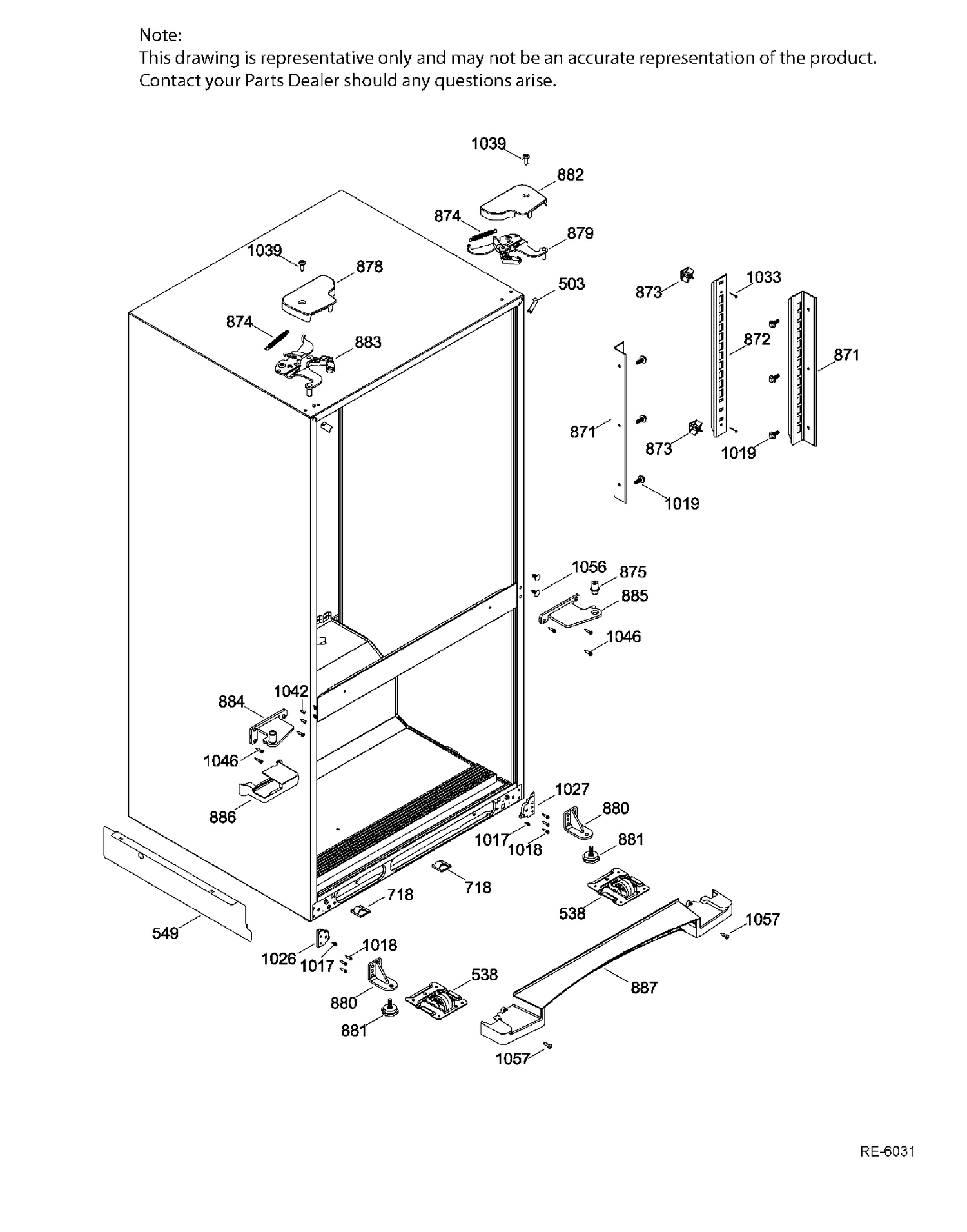 HINGE Diagram and Parts List for GNR22DGEBFBB  General Electric Refrigerator