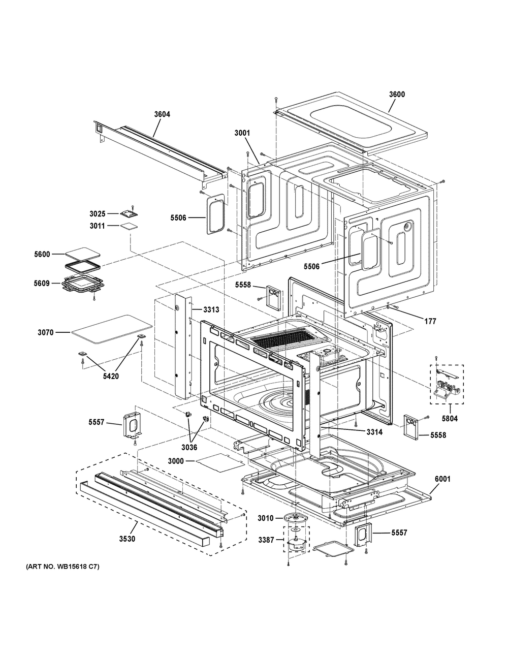Oven Cavity Parts Diagram and Parts List for PSB9240SV1SS  General Electric Wall Oven