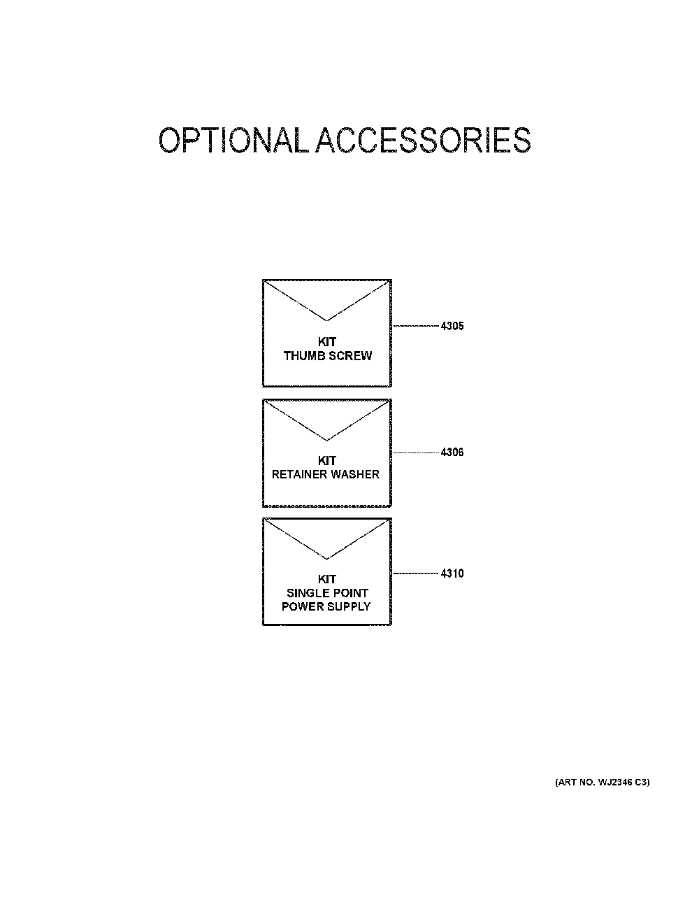 Optional Accessories Diagram and Parts List for NAM36E1TA450  General Electric Industrial Fan / Circulator