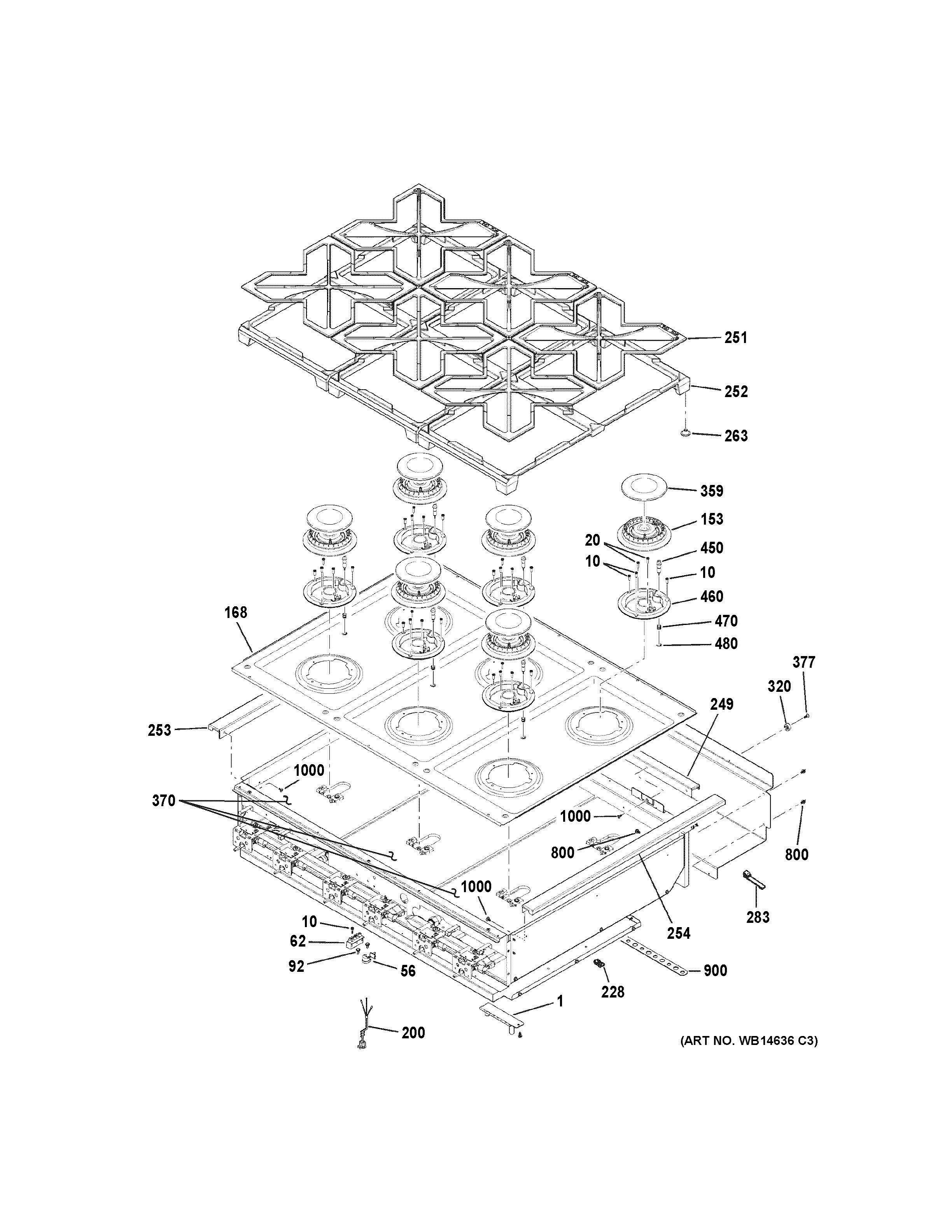 COOKTOP Diagram and Parts List for CGU366SEH2SS  General Electric Range