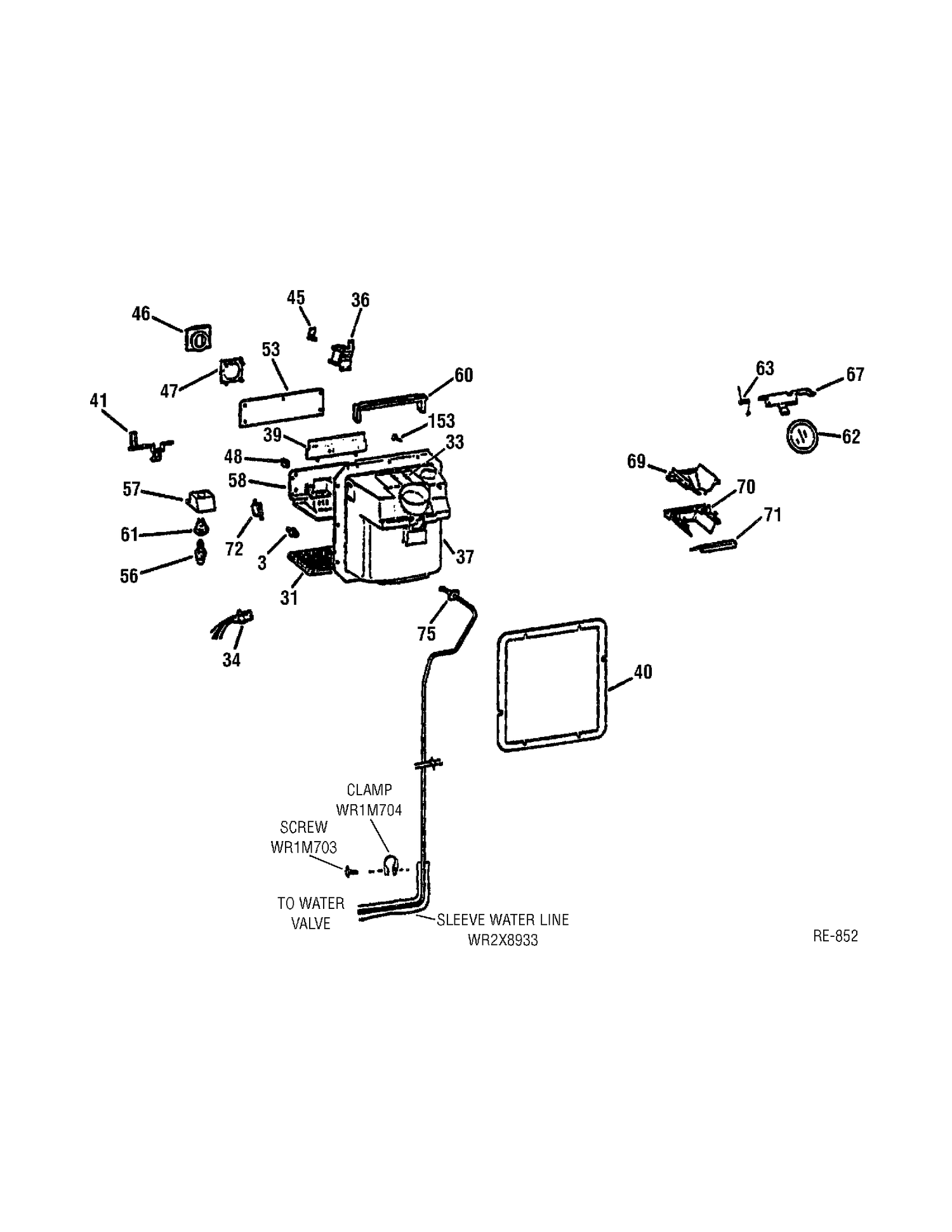 DISPENSER Diagram and Parts List for PTC22LFDARWW  General Electric Refrigerator