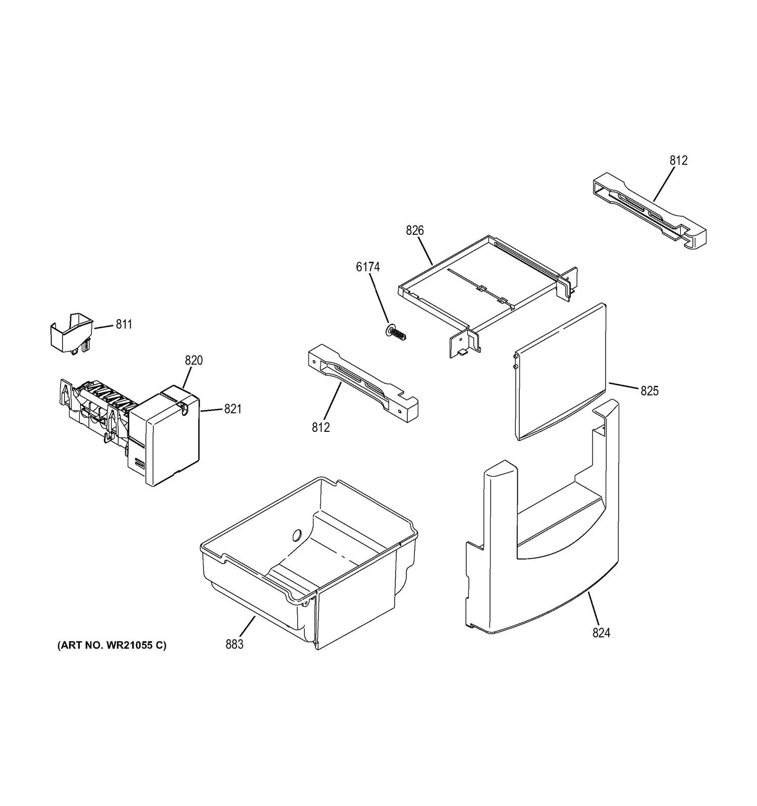 ICE MAKER & DISPENSER Diagram and Parts List for ZIS360NXD  General Electric Refrigerator