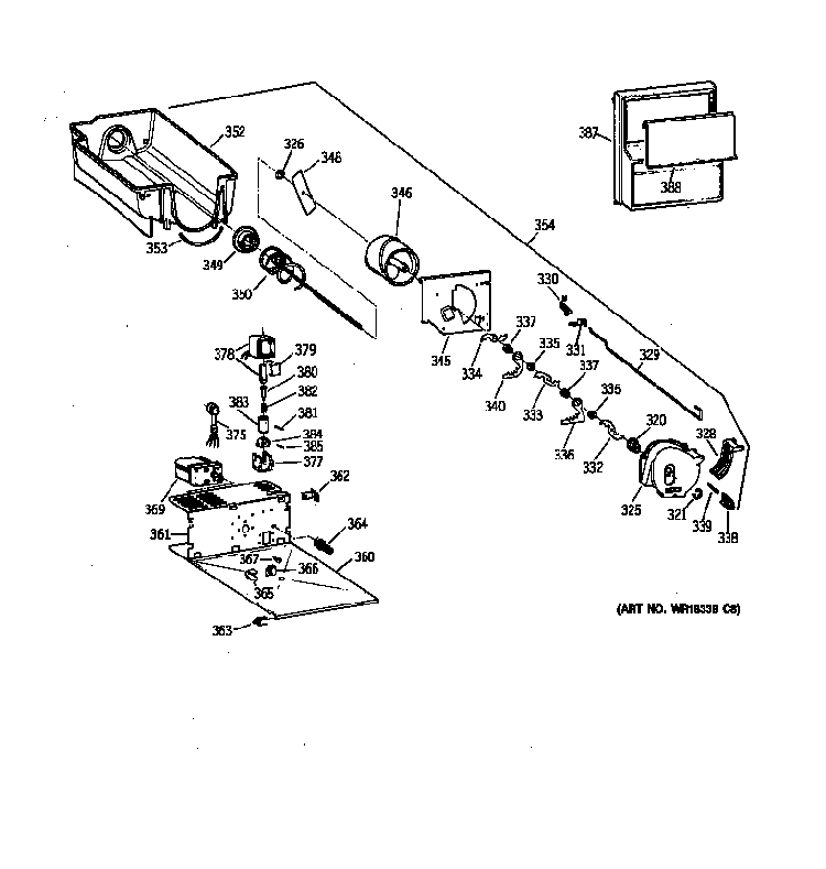 Ice Bucket Diagram and Parts List for 36359575991  General Electric Refrigerator
