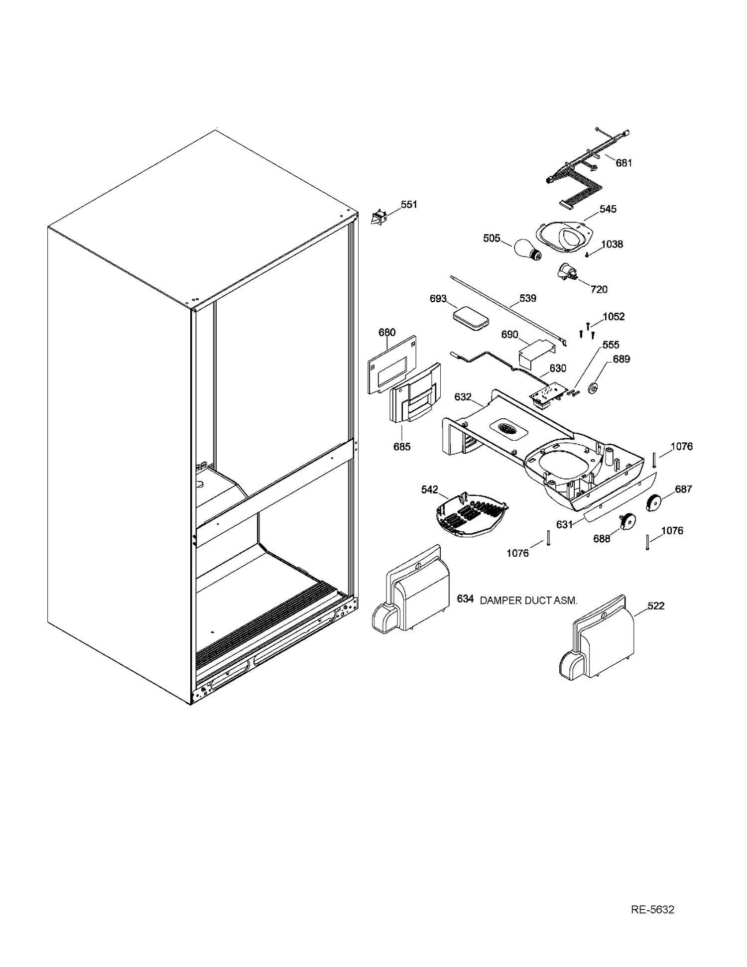 FF FUNCTIONAL PARTS Diagram and Parts List for MBR20DTEARWW  General Electric Refrigerator