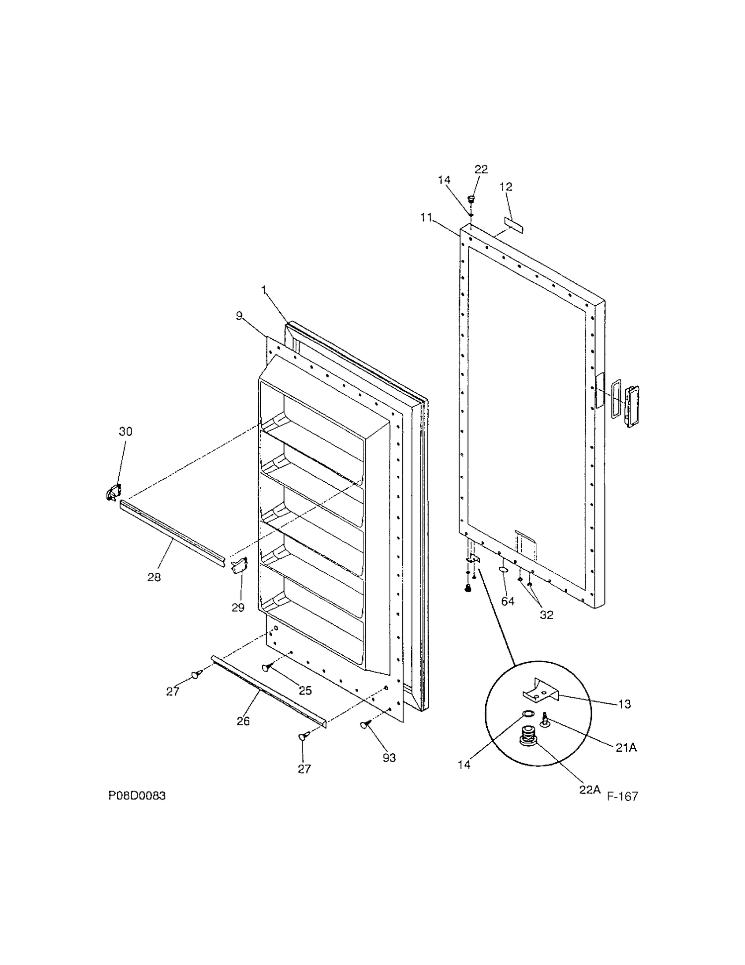 FREEZER DOOR Diagram and Parts List for 86150-4  General Electric Freezer