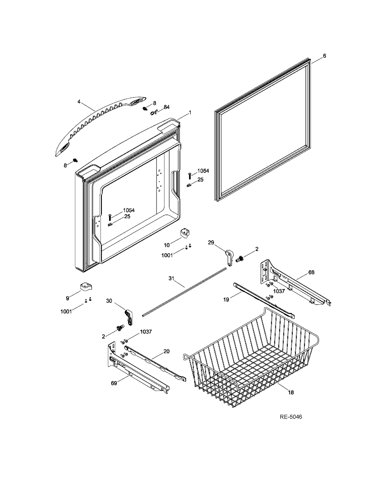 FZ DOOR Diagram and Parts List for PDRF0MBYGRWW  General Electric Refrigerator
