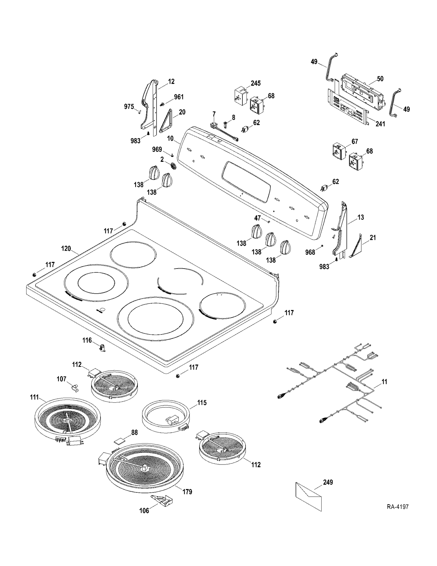 CONTROLS-COOKTOP Diagram and Parts List for JCBP810DT1WW  General Electric Range
