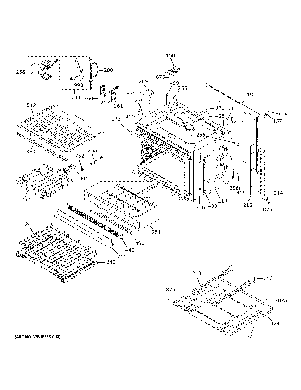 Lower Oven Diagram and Parts List for PTD9000BN3TS  General Electric Wall Oven