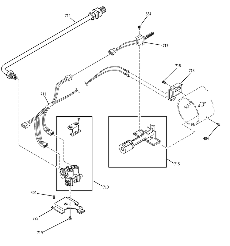 Gas Valve, Igniter & Gas Conversion Diagram and Parts List for DDSS475GA1WW  General Electric Dryer