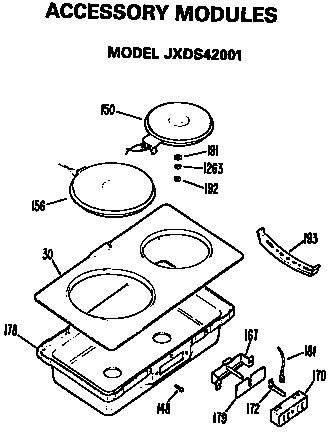 Modules Diagram and Parts List for JP672B9K2  General Electric Cooktop