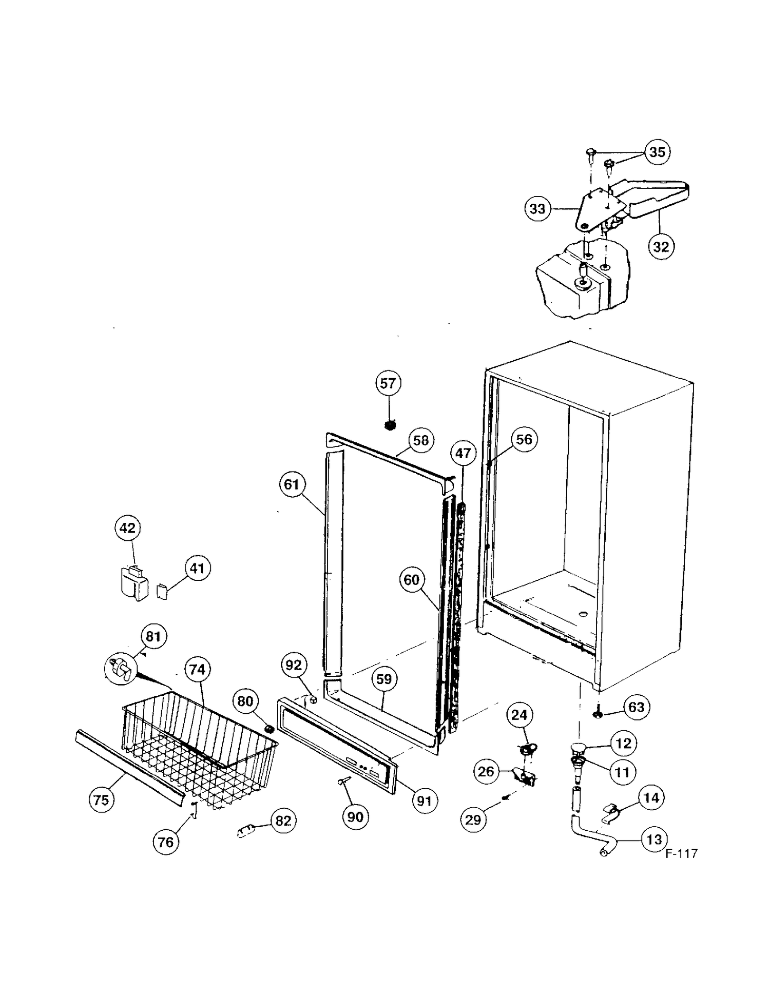 FREEZER Diagram and Parts List for 86190  General Electric Freezer