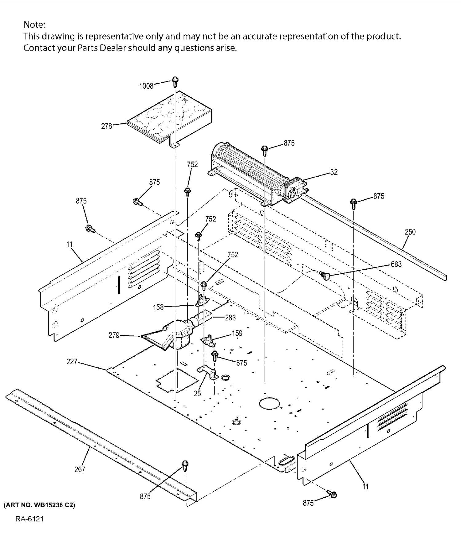 COOLING FAN Diagram and Parts List for JCS630DF3WW  General Electric Range