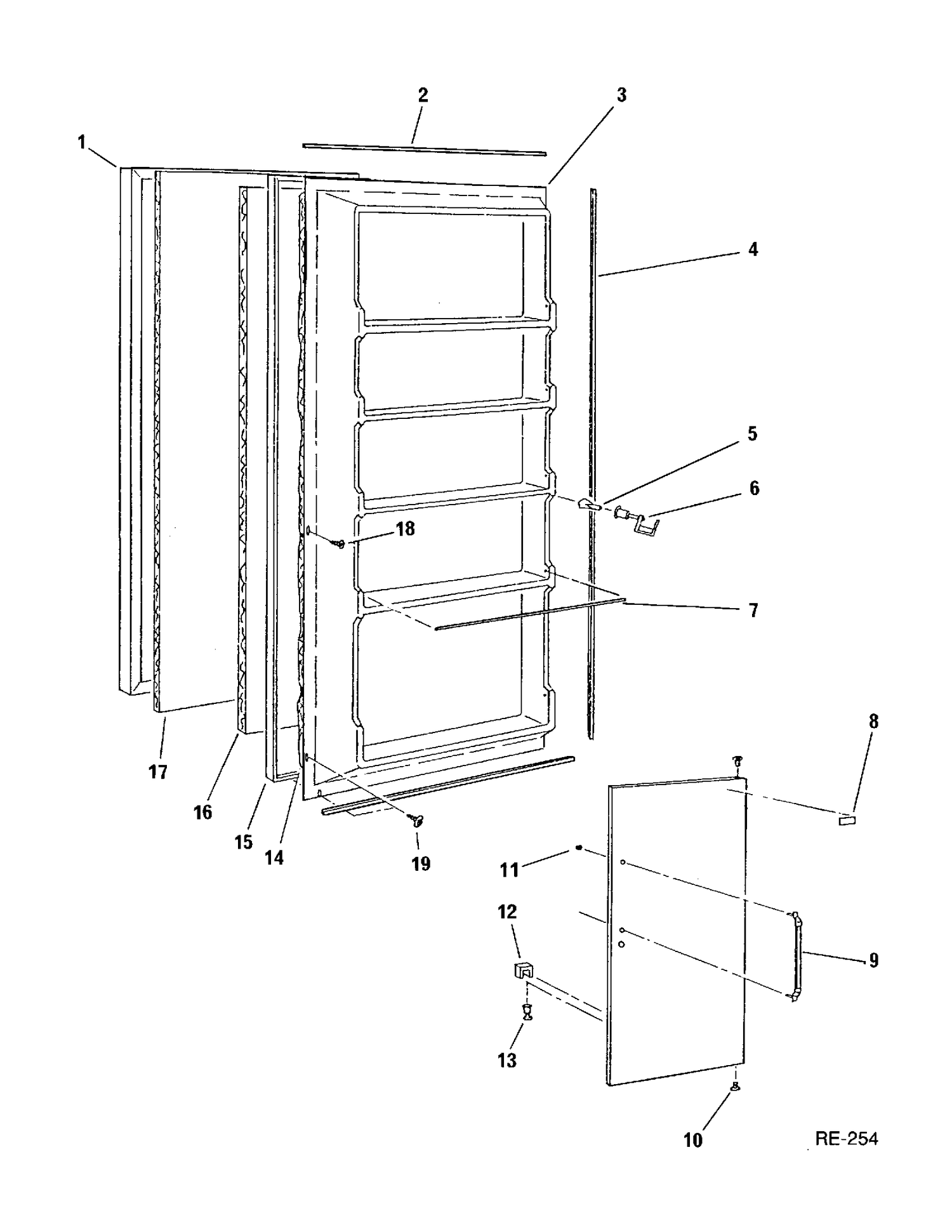 VERTICAL FREEZER Diagram and Parts List for 831401  General Electric Freezer