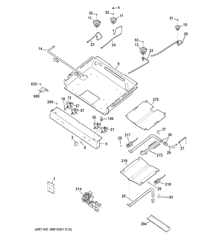Gas & Burner Parts Diagram and Parts List for JGB620DEF1BB  General Electric Range