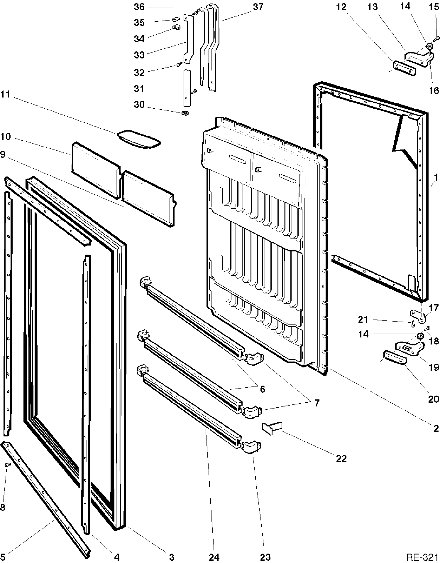 REFRIGERATOR DOOR Diagram and Parts List for LX18JKRR-1  General Electric Refrigerator