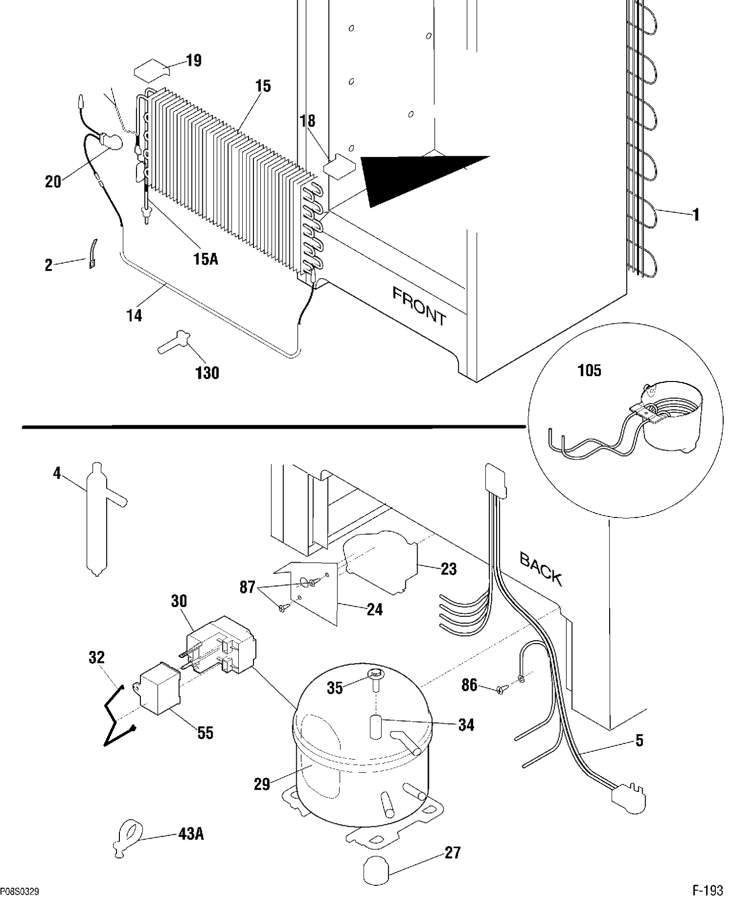 SYSTEM Diagram and Parts List for 87140-2  General Electric Freezer