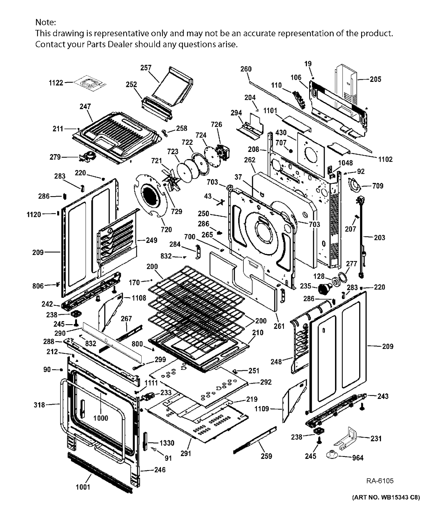 BODY PARTS Diagram and Parts List for JCGS750SEF3SS  General Electric Range