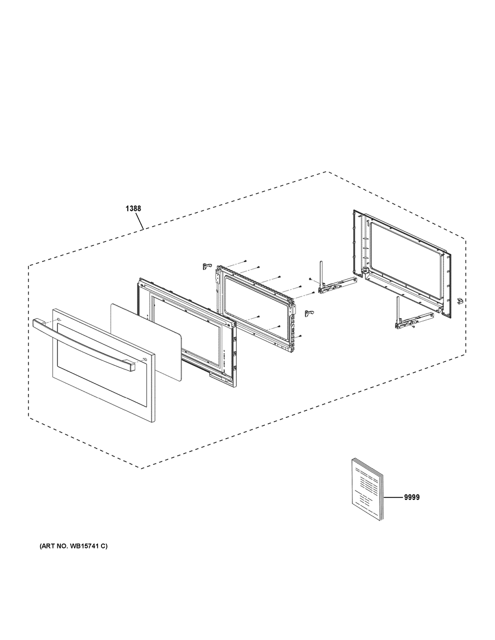 Upper Door Parts Diagram and Parts List for PT9900SW1SS  General Electric Wall Oven
