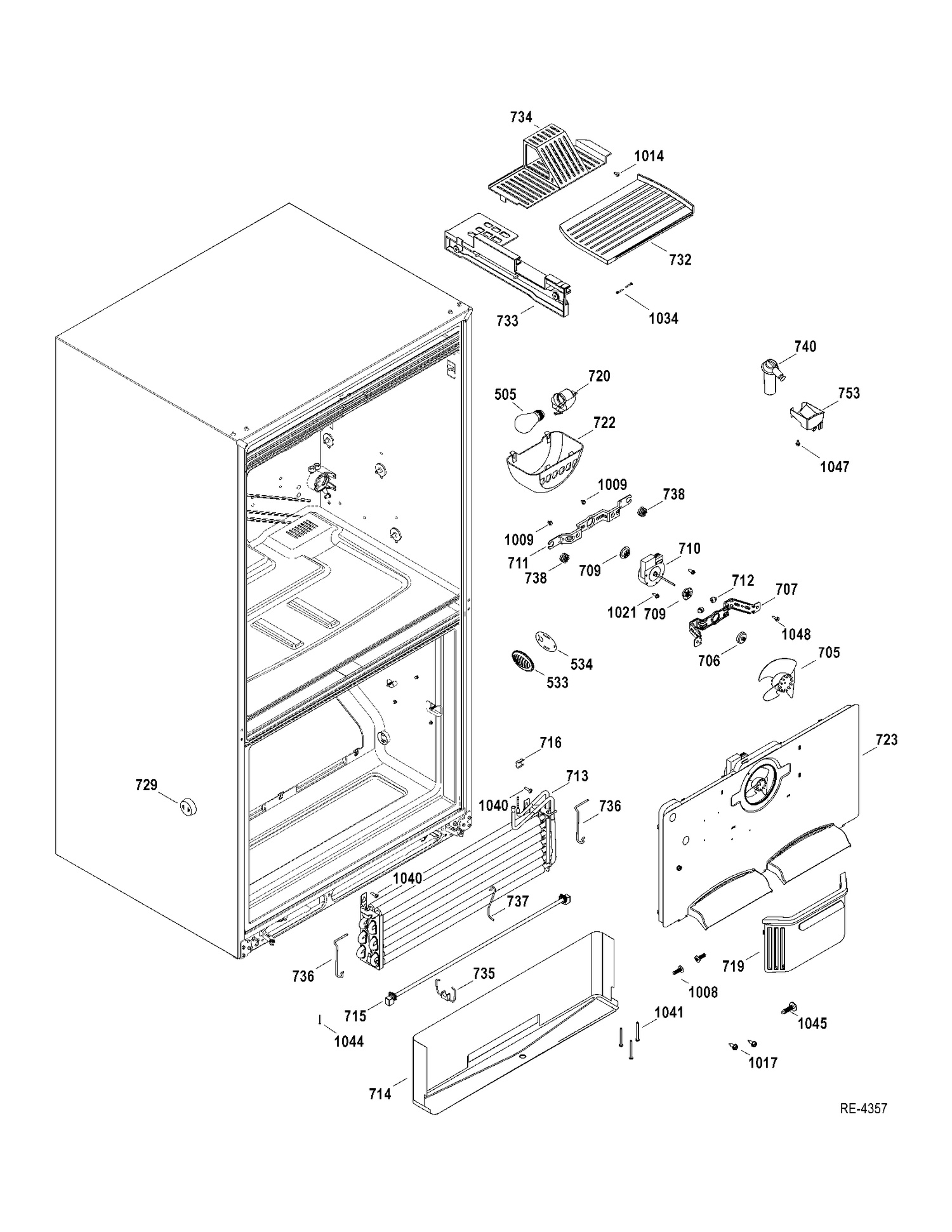 FZ SECTION Diagram and Parts List for PFRS5NBXCSS  General Electric Refrigerator