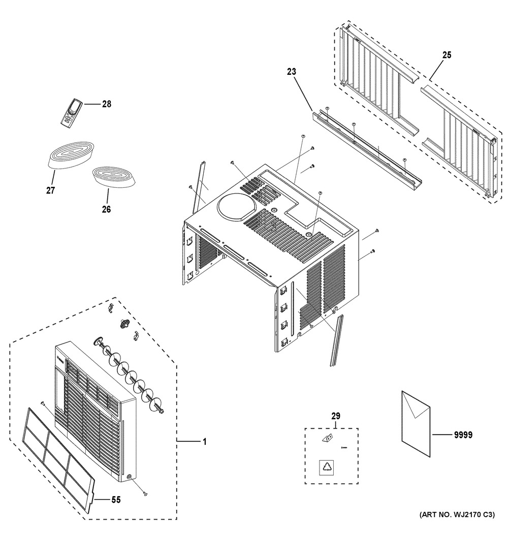 Room Air Conditioner Diagram and Parts List for AEW06LYQ1  General Electric Air Conditioner