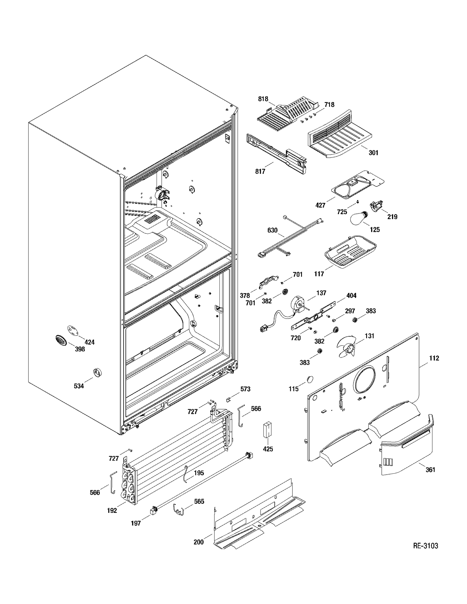 FZ SECTION Diagram and Parts List for PDRS0MBXALSS  General Electric Refrigerator