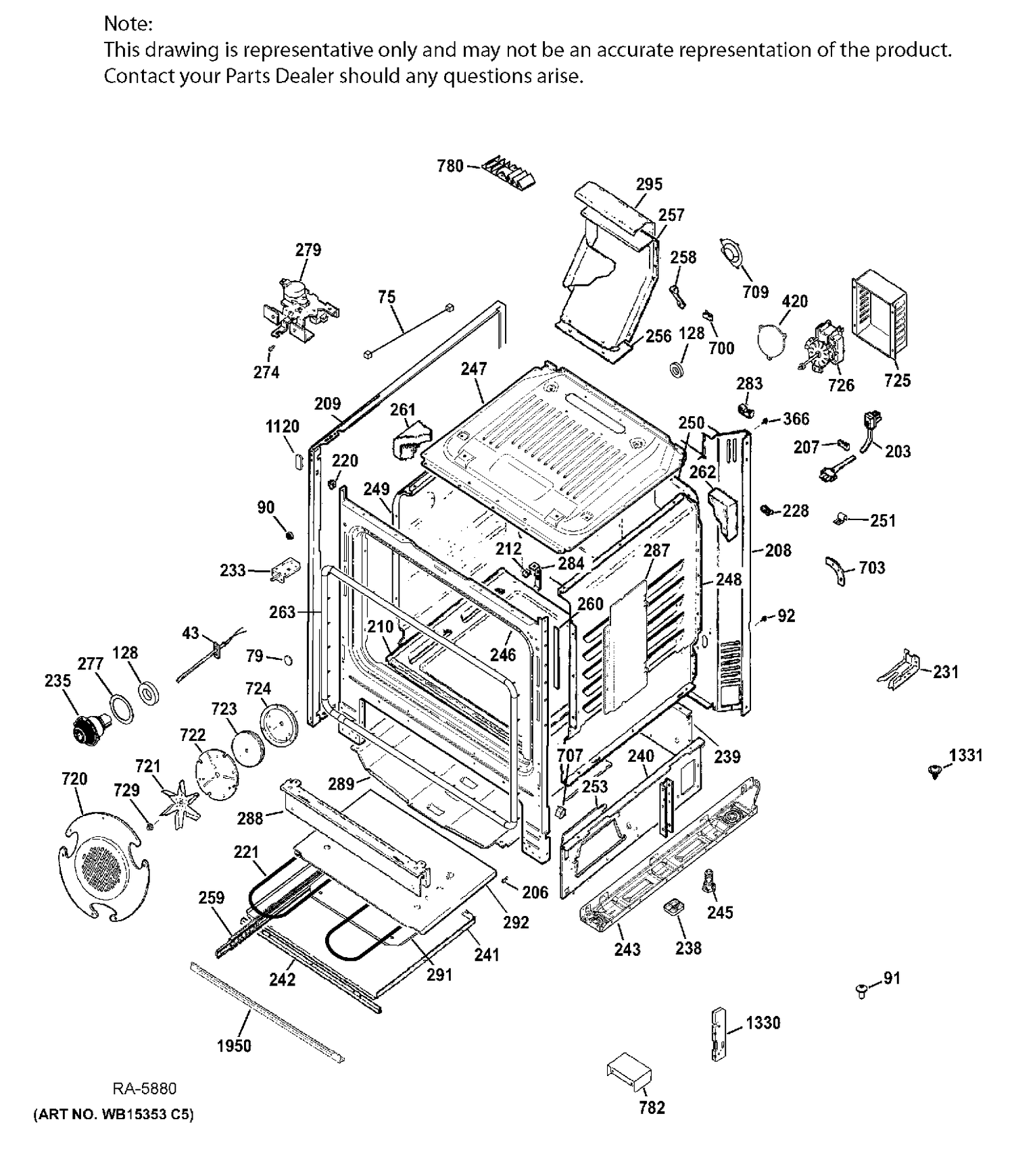 BODY PARTS Diagram and Parts List for PCGB945SEF2SS  General Electric Range