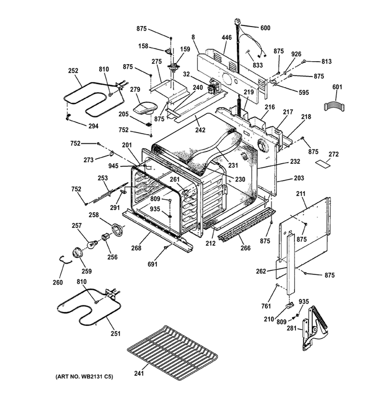 Body Parts Diagram and Parts List for JM250DF1CC  General Electric Range