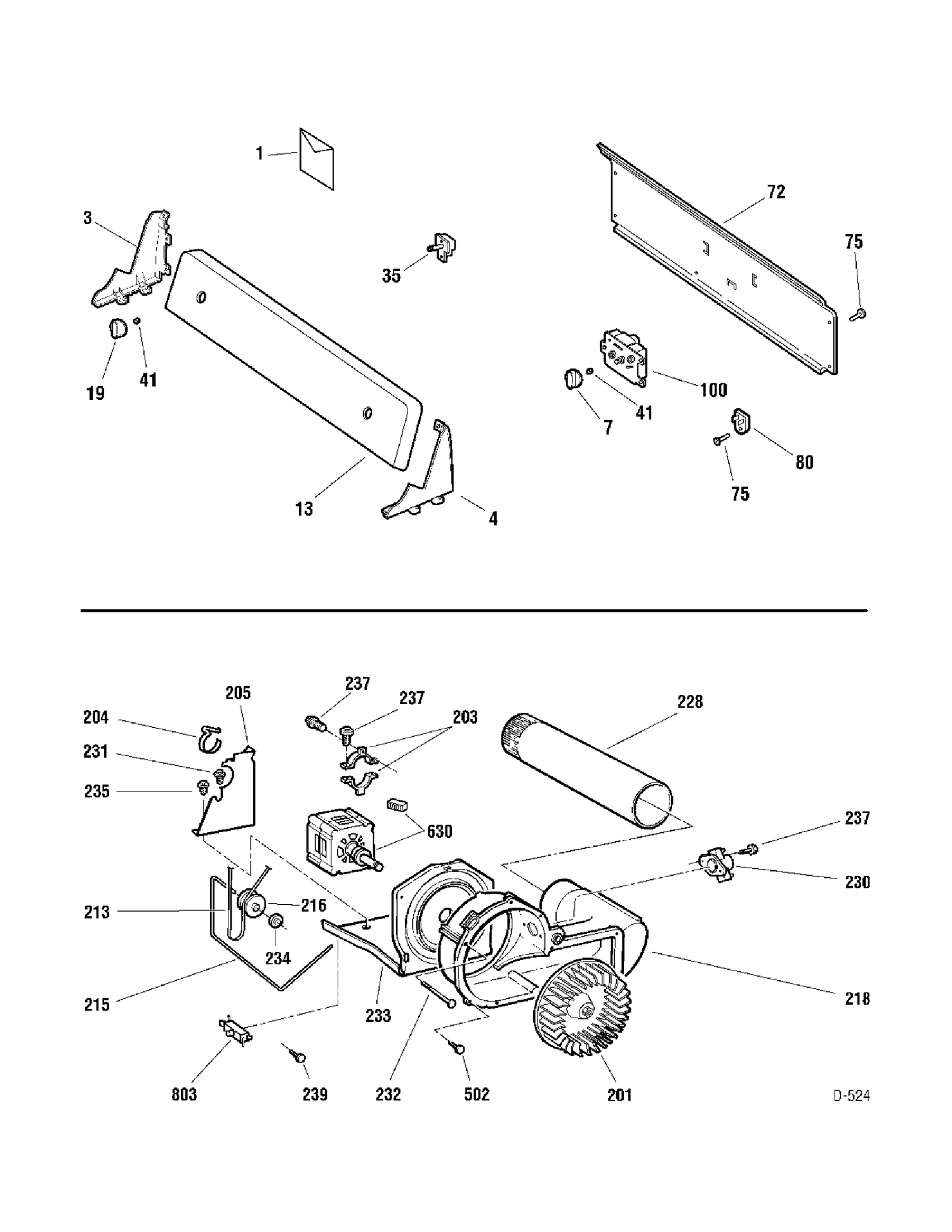 CONTROLS & DRIVE Diagram and Parts List for 677313  General Electric Dryer