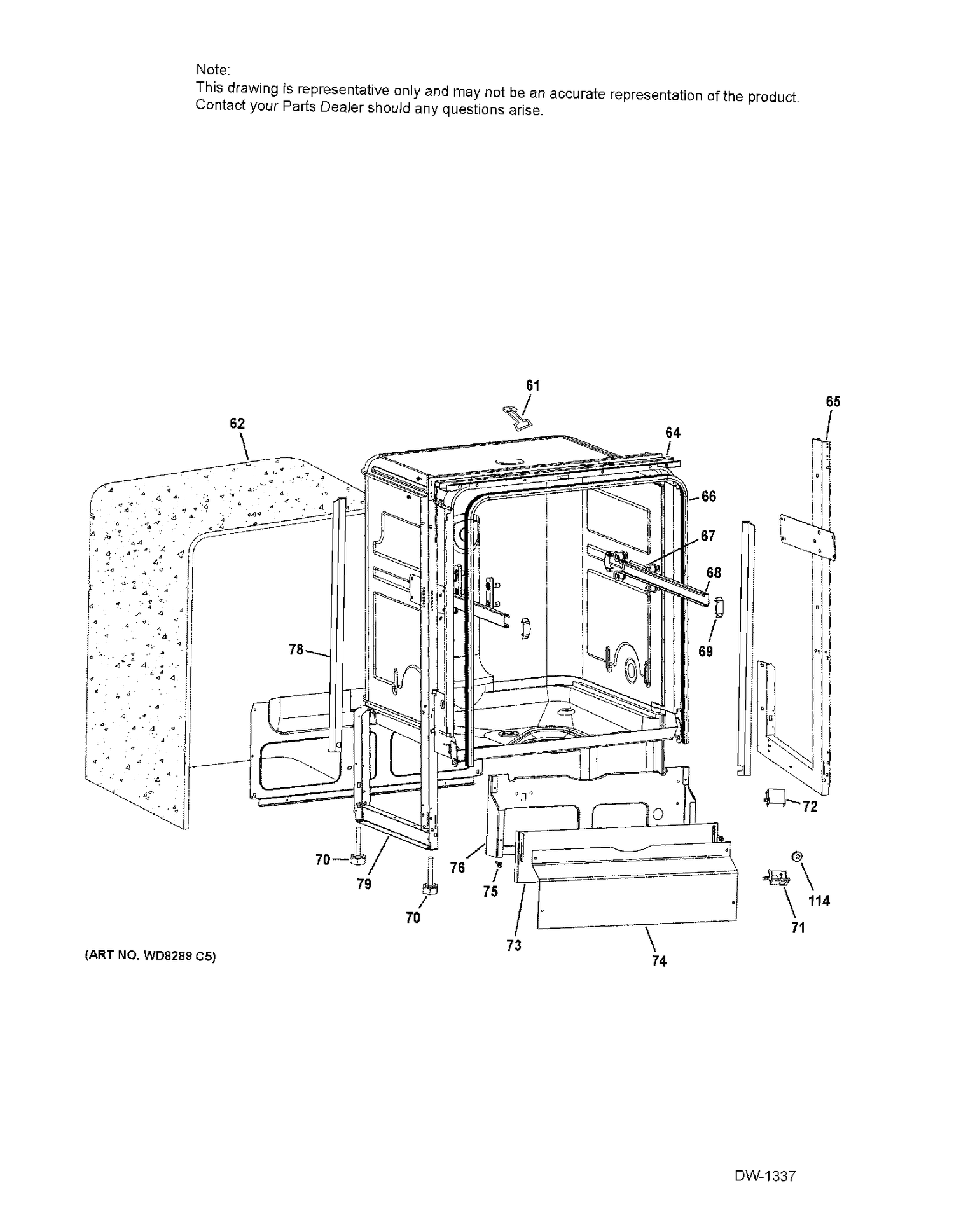 BODY PARTS Diagram and Parts List for QDT125SSKSS  General Electric Dishwasher