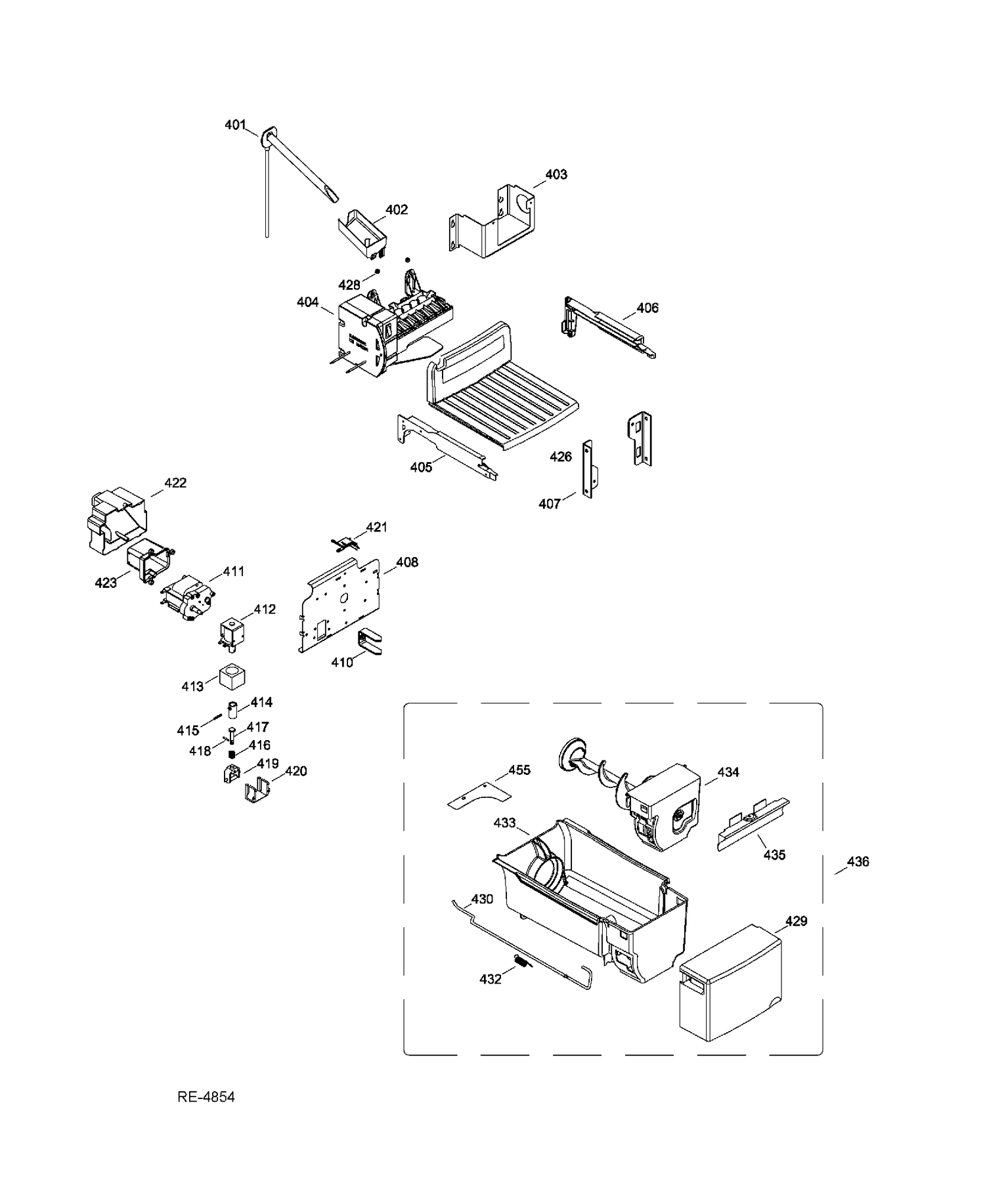 ICE MAKER & DISPENSER Diagram and Parts List for GSRC3QGXHFWW  General Electric Refrigerator