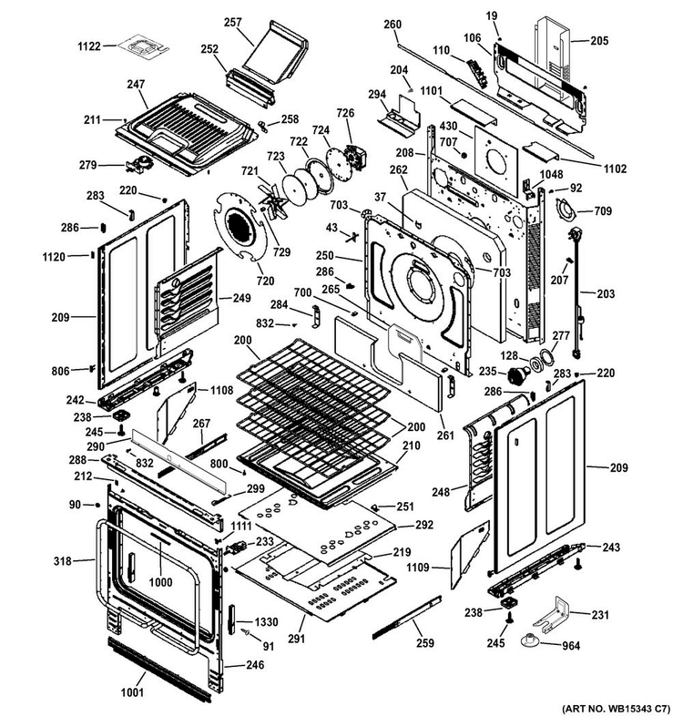 Body Parts Diagram and Parts List for JGS750DEF3BB  General Electric Range