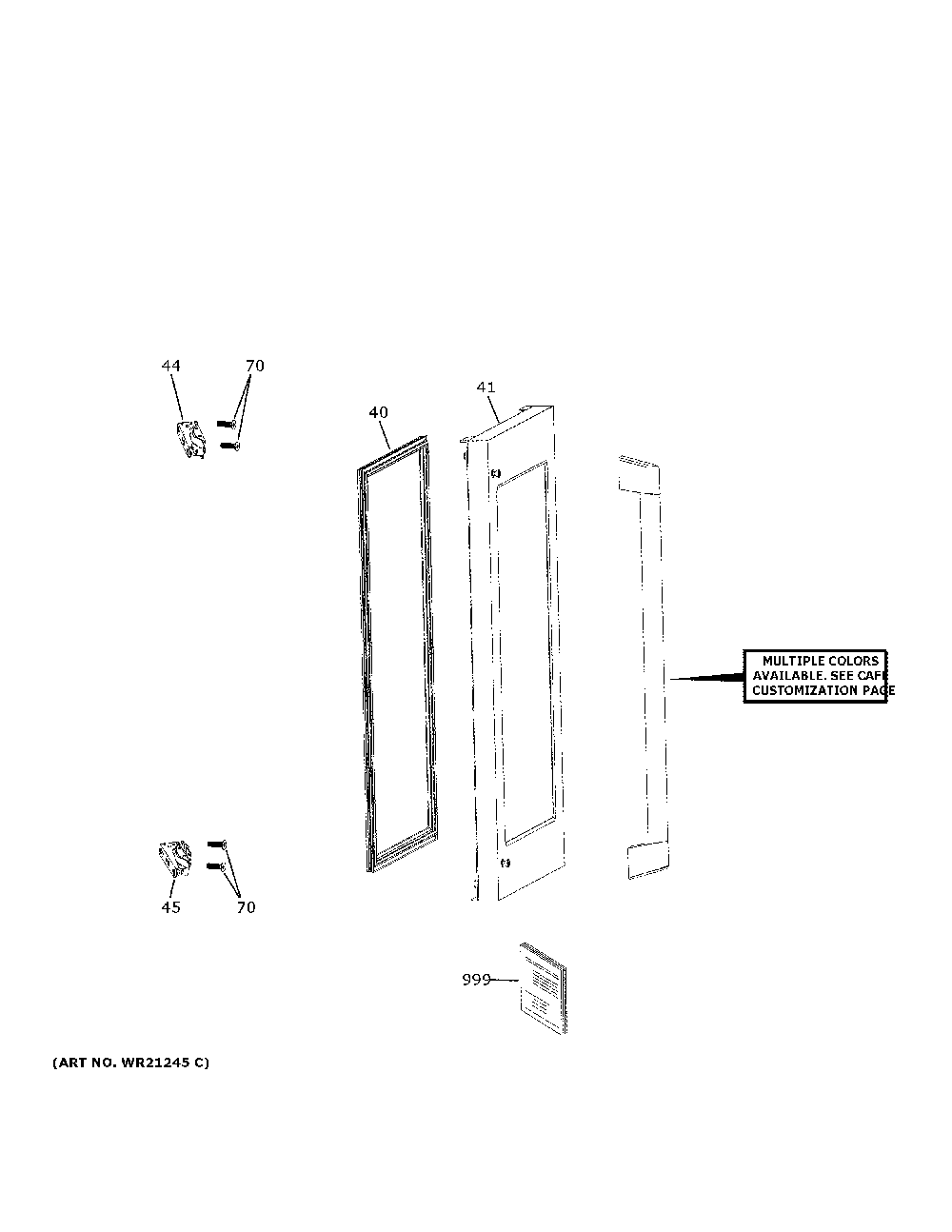 Door Diagram and Parts List for CCP06BP2PBS1  General Electric Wine and Beverage Cooler