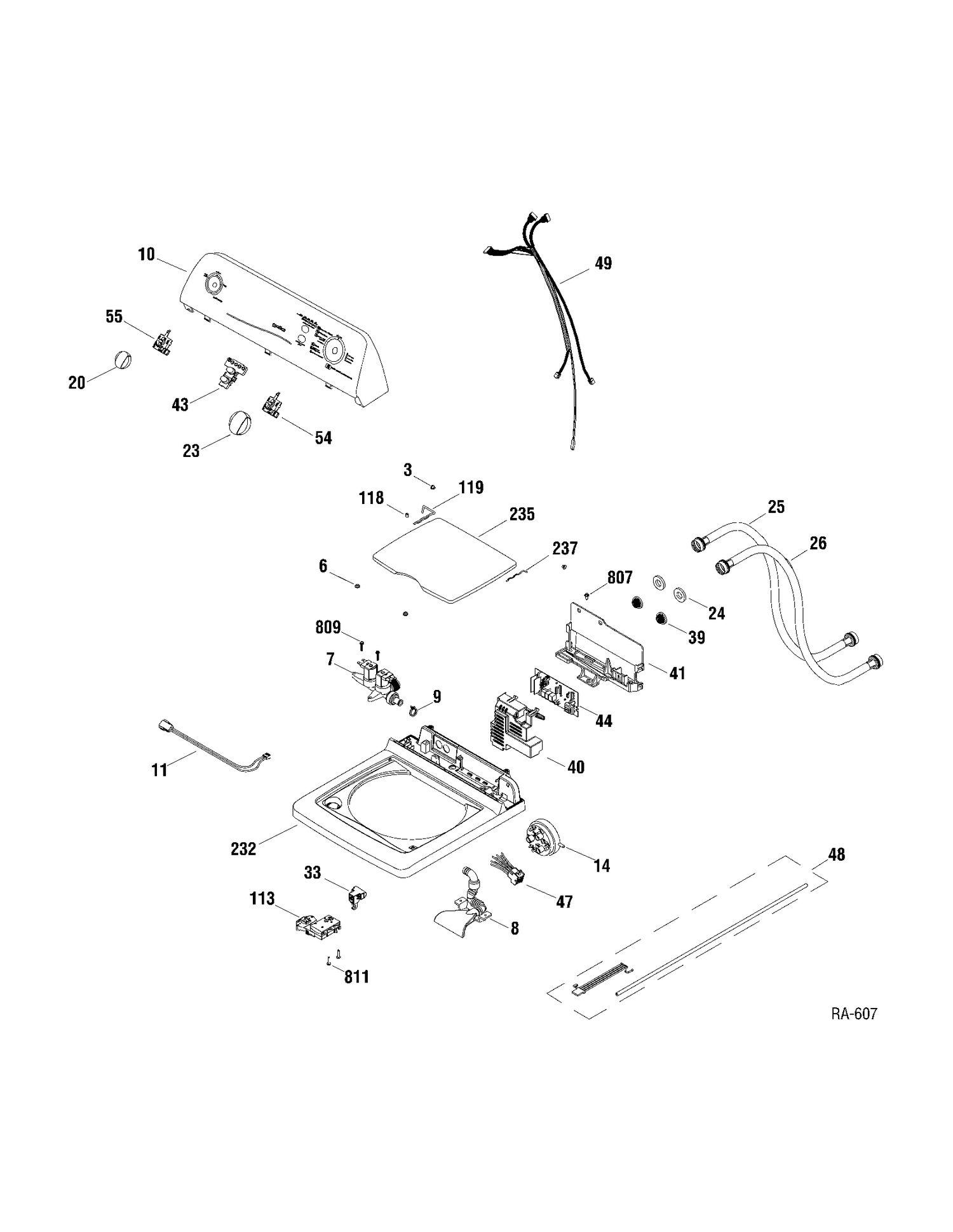 CONTROL PANEL Diagram and Parts List for MEXR1055F00WW  General Electric Washer